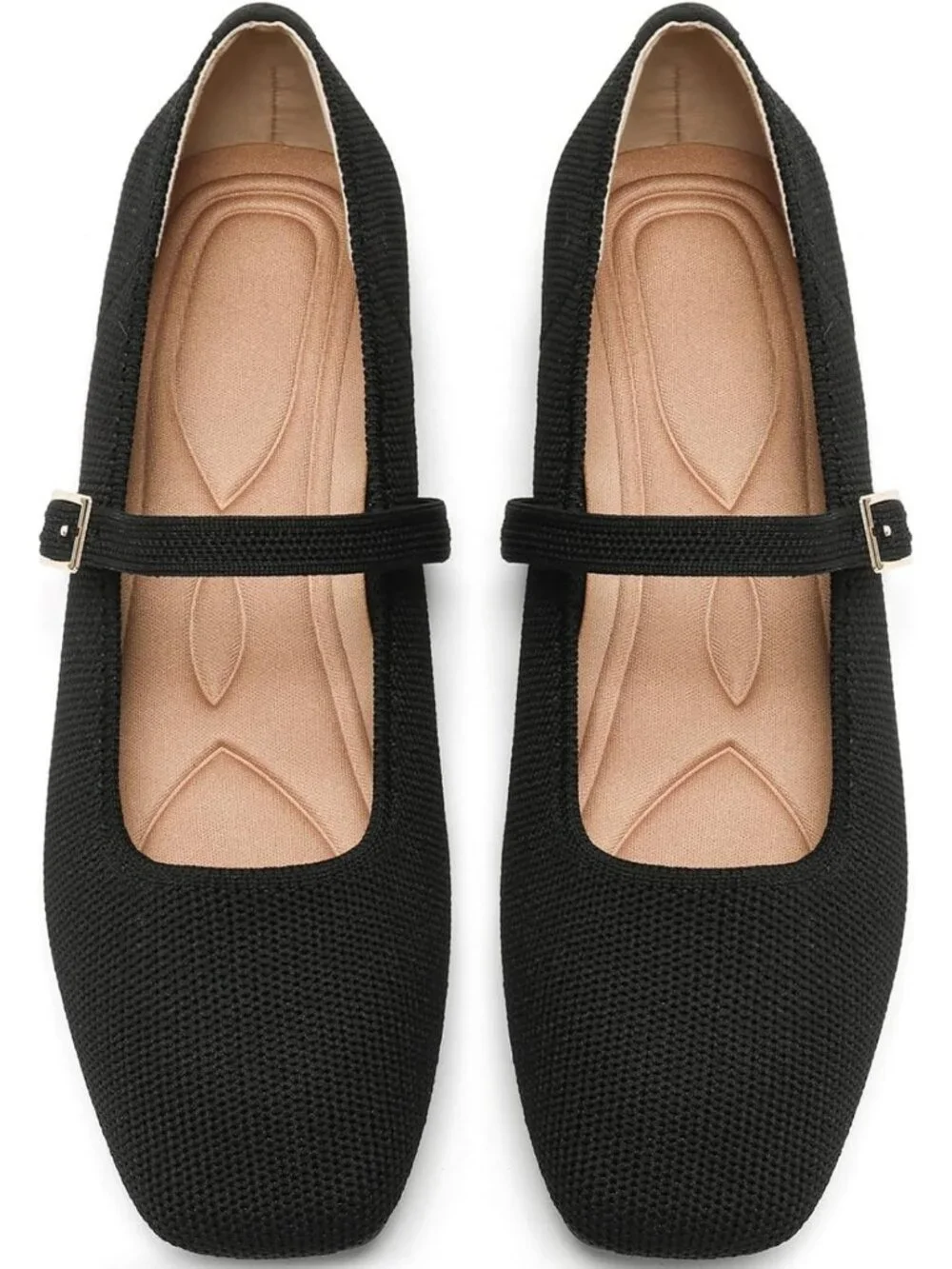 Stylish Women's Mesh Mary Jane Flats - Soft Square Toe Ballet Shoes for Work